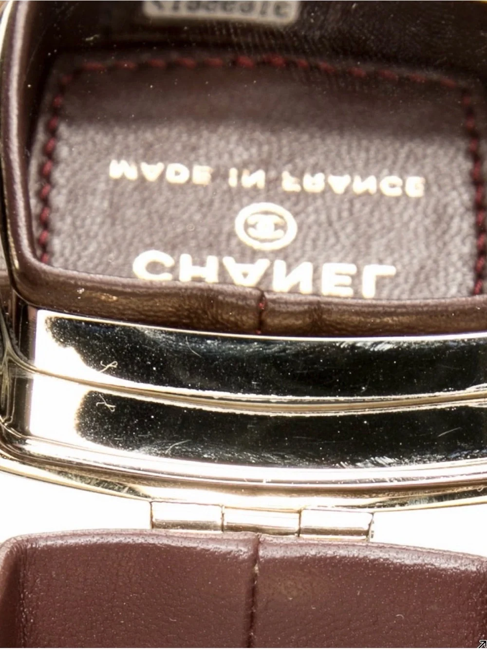 Auth CHANEL Black and Gold Mini Vanity Crossbody Bag